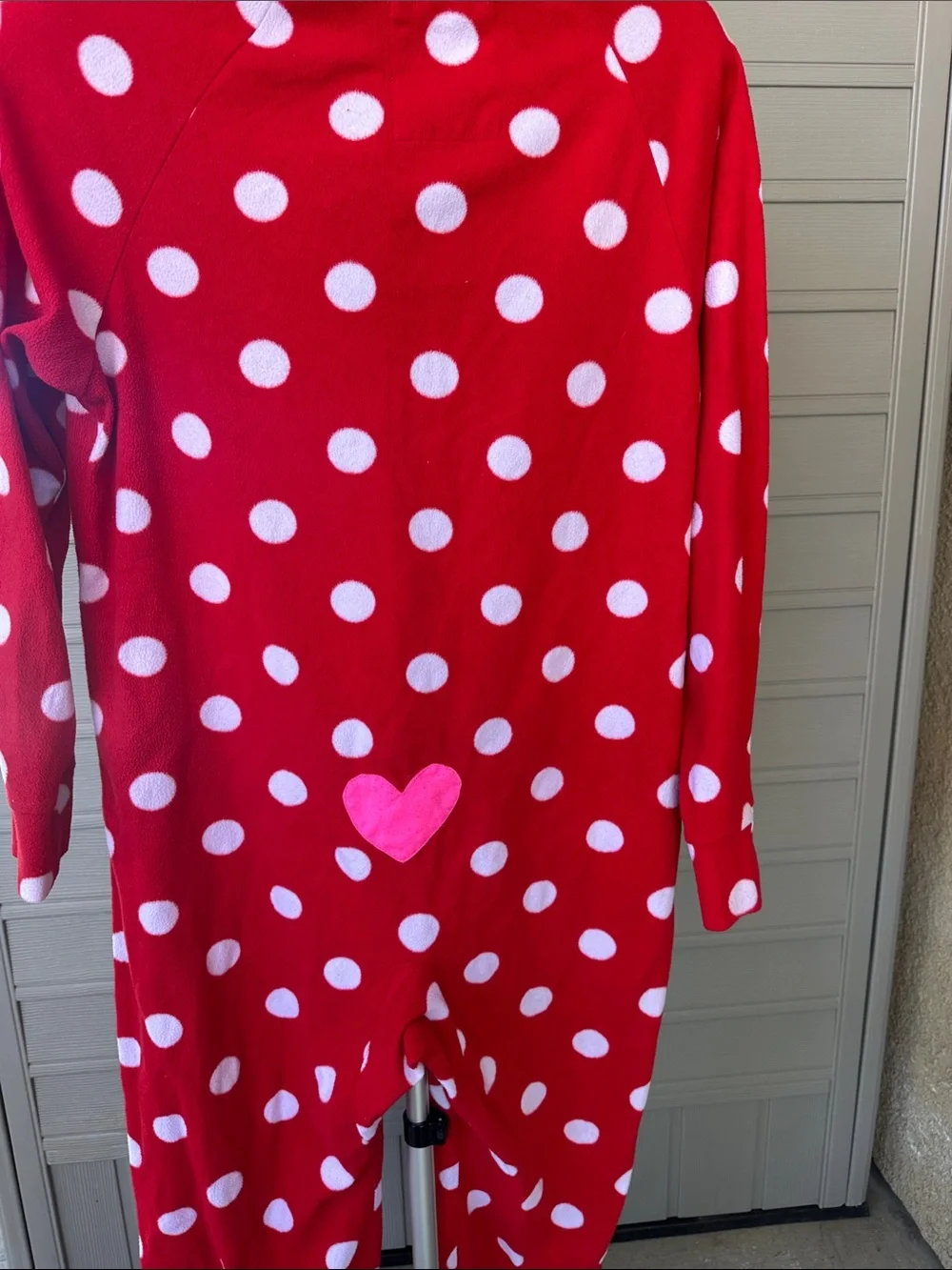 Justice Red and White Polka Dot Hooded Kids Pajamas